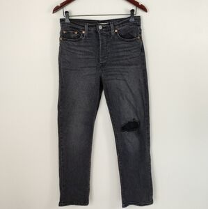 Levi's Wedgie Straight Jeans Womens Size 28 Gray High Rise Comfy Distressed